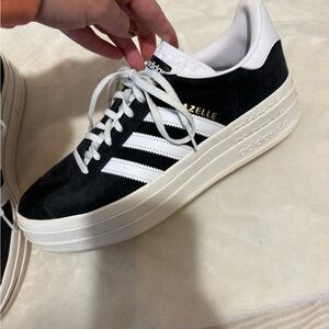 Adidas Women's Black and White Gazelle Platform Sneakers